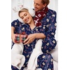Ekouaer Couples Matching Pajamas Silk Long Sleeve Sleepwear Satin Pjs Set(Christmas Navy Gingerbread Man)