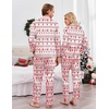Ekouaer Couples Matching Pajamas Silk Long Sleeve Sleepwear Satin Pjs Set(Christmas White)