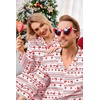 Ekouaer Couples Matching Pajamas Silk Long Sleeve Sleepwear Satin Pjs Set(Christmas White)