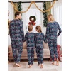 Ekouaer Family Christmas Pajamas Matching Sets Long Sleeve Holiday Pjs(Christmas Santa on Navy)