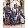 Ekouaer Family Christmas Pajamas Matching Sets Long Sleeve Holiday Pjs(Christmas Santa on Navy)