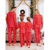 Ekouaer Family Christmas Pajamas Matching Sets Long Sleeve Holiday Pjs(Christmas Tree on Red)