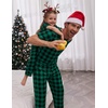 Ekouaer Family Christmas Pajamas Matching sets Soft Pjs Holiday Lounge Sets(Green Black Plaid)