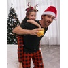 Ekouaer Family Christmas Pajamas Matching sets Soft Pjs Holiday Lounge Sets(Red Black Plaid)
