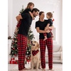 Ekouaer Family Christmas Pajamas Matching sets Soft Pjs Holiday Lounge Sets(Red Black Plaid)