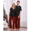Ekouaer Family Christmas Pajamas Matching sets Soft Pjs Holiday Lounge Sets(Red Black Plaid)