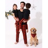 Ekouaer Family Christmas Pajamas Matching sets Soft Pjs Holiday Lounge Sets(Red Black Plaid)
