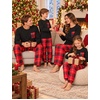 Ekouaer Matching Family Sets Christmas Pajamas Set Xmas PJS Sleepwear(Christmas Buffalo Plaid Pattern – Red&black)