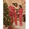 Ekouaer Matching Family Sets Christmas Pajamas Set Xmas PJS Sleepwear(Christmas Reindeer Bell – Red&white)