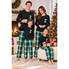 Ekouaer Matching Family Sets Christmas Pajamas Set Xmas PJS Sleepwear(Christmas Tartan Plaid Pattern – Green&navy Blue)