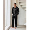 Ekouaer Mens Pajamas Set Silk Satin Sleepwear Long Sleeve Button Down Pjs(Black)