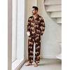 Ekouaer Mens Pajamas Set Silk Satin Sleepwear Long Sleeve Button Down Pjs(Brown Cheetah)