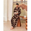 Ekouaer Mens Pajamas Set Silk Satin Sleepwear Long Sleeve Button Down Pjs(Brown Cheetah)
