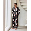 Ekouaer Mens Pajamas Set Silk Satin Sleepwear Long Sleeve Button Down Pjs(Christmas Black)