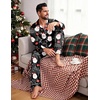 Ekouaer Mens Pajamas Set Silk Satin Sleepwear Long Sleeve Button Down Pjs(Christmas Black)