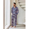 Ekouaer Mens Pajamas Set Silk Satin Sleepwear Long Sleeve Button Down Pjs(Christmas Navy)