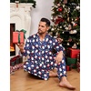 Ekouaer Mens Pajamas Set Silk Satin Sleepwear Long Sleeve Button Down Pjs(Christmas Navy)
