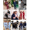 Ekouaer Mens Pajamas Set Silk Satin Sleepwear Long Sleeve Button Down Pjs(Christmas Navy)