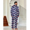 Ekouaer Mens Pajamas Set Silk Satin Sleepwear Long Sleeve Button Down Pjs(Christmas Navy)