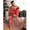 Ekouaer Mens Pajamas Set Silk Satin Sleepwear Long Sleeve Button Down Pjs(Christmas Red)
