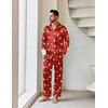 Ekouaer Mens Pajamas Set Silk Satin Sleepwear Long Sleeve Button Down Pjs(Christmas Red)