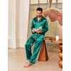 Ekouaer Mens Pajamas Set Silk Satin Sleepwear Long Sleeve Button Down Pjs(Green)