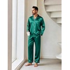 Ekouaer Mens Pajamas Set Silk Satin Sleepwear Long Sleeve Button Down Pjs(Green)