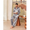 Ekouaer Mens Pajamas Set Silk Satin Sleepwear Long Sleeve Button Down Pjs(Light Grey)
