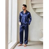 Ekouaer Mens Pajamas Set Silk Satin Sleepwear Long Sleeve Button Down Pjs(Navy)
