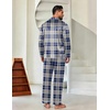 Ekouaer Mens Pajamas Set Silk Satin Sleepwear Long Sleeve Button Down Pjs(Plaid Navy Grey)