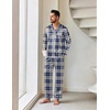 Ekouaer Mens Pajamas Set Silk Satin Sleepwear Long Sleeve Button Down Pjs(Plaid Navy Grey)