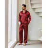Ekouaer Mens Pajamas Set Silk Satin Sleepwear Long Sleeve Button Down Pjs(Wine)