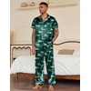 Ekouaer Mens Satin Pajama Set Short Sleeve Button Down Sleepwear with Pant(Green Tiger)