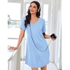 Ekouaer Nightgowns for Women Bamboo Viscose Night Gown Soft Sleep Shirt(Light Blue)
