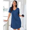 Ekouaer Nightgowns for Women Bamboo Viscose Night Gown Soft Sleep Shirt(Navy)