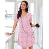 Ekouaer Nightgowns for Women Bamboo Viscose Night Gown Soft Sleep Shirt(Pink Floral)