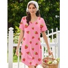 Ekouaer Nightgowns for Women Bamboo Viscose Night Gown Soft Sleep Shirt(Pink Strawberry)