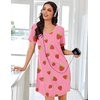 Ekouaer Nightgowns for Women Bamboo Viscose Night Gown Soft Sleep Shirt(Pink Strawberry)