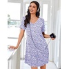 Ekouaer Nightgowns for Women Bamboo Viscose Night Gown Soft Sleep Shirt(Purple Flowers)