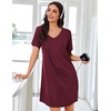 Ekouaer Nightgowns for Women Bamboo Viscose Night Gown Soft Sleep Shirt(Red)