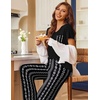 Ekouaer Pajama Sets for Women 2 Piece Short Sleeve Pj V Neck Chest Pocket(Black Striped)