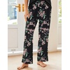 Ekouaer Pajama Sets for Women 2 Piece Short Sleeve Pj V Neck Chest Pocket(Black-pink Floral)