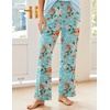 Ekouaer Pajama Sets for Women 2 Piece Short Sleeve Pj V Neck Chest Pocket(Blue-green Flower)