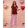 Ekouaer Pajama Sets for Women 2 Piece Short Sleeve Pj V Neck Chest Pocket(Pink Love Letter Lips)