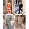 Ekouaer Pajama Sets for Women 2 Piece Short Sleeve Top Straight Pants Pjs(Black)