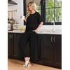 Ekouaer Pajama Sets for Women 2 Piece Short Sleeve Top Straight Pants Pjs(Black)