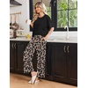 Ekouaer Pajama Sets for Women 2 Piece Short Sleeve Top Straight Pants Pjs(Black Leopard)