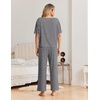 Ekouaer Pajama Sets for Women 2 Piece Short Sleeve Top Straight Pants Pjs(Dark Grey)