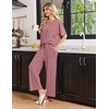 Ekouaer Pajama Sets for Women 2 Piece Short Sleeve Top Straight Pants Pjs(Dark Purple)