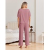 Ekouaer Pajama Sets for Women 2 Piece Short Sleeve Top Straight Pants Pjs(Dark Purple)